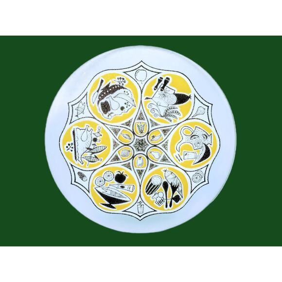 True Vintage MCM Round Glass Cutting Board Trivet - Picture 7 of 7